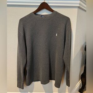 Polo Men’s XL Navy Waffle Nightwear Long Sleeve 100% Cotton Shirt